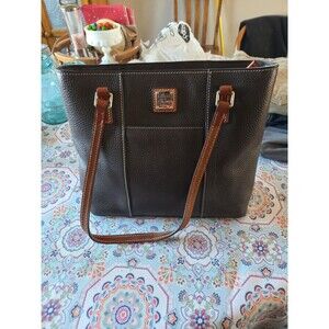 DOONEY & BOURKE SMALL LEXINGTON PEBBLE GRAIN LEATHER DK BROWN TOTE SHOULDER BAG